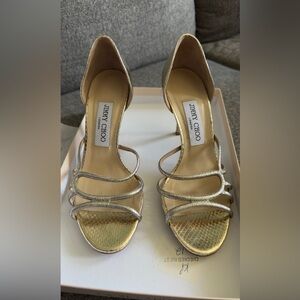 Jimmy Choo Gold Strappy High Heels